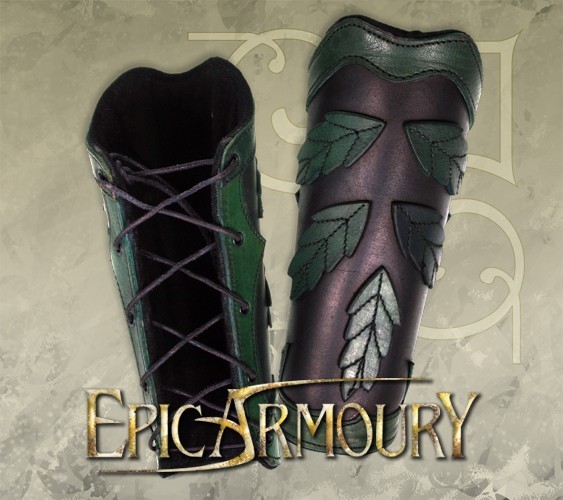 Black/Brown Wood Elven Greaves (Medium)